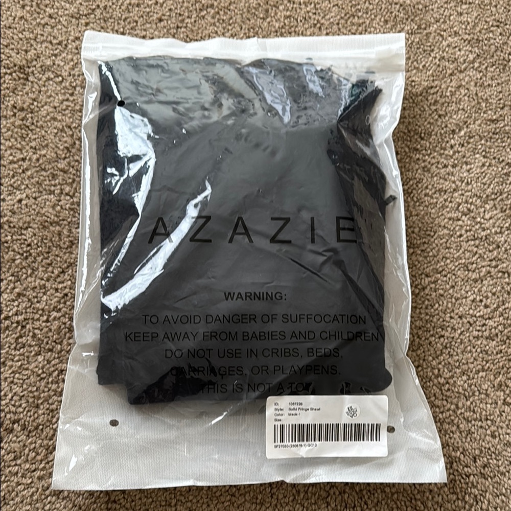 Azazie Black Solid Fringe Shawl